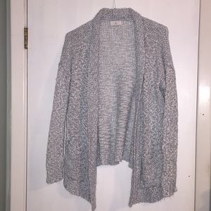 Gray and white cardigan